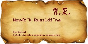 Novák Ruszlána névjegykártya